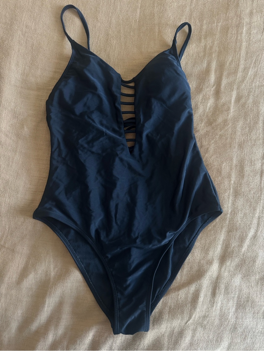 Xhilaration Black Strappy Plunge One-Piece